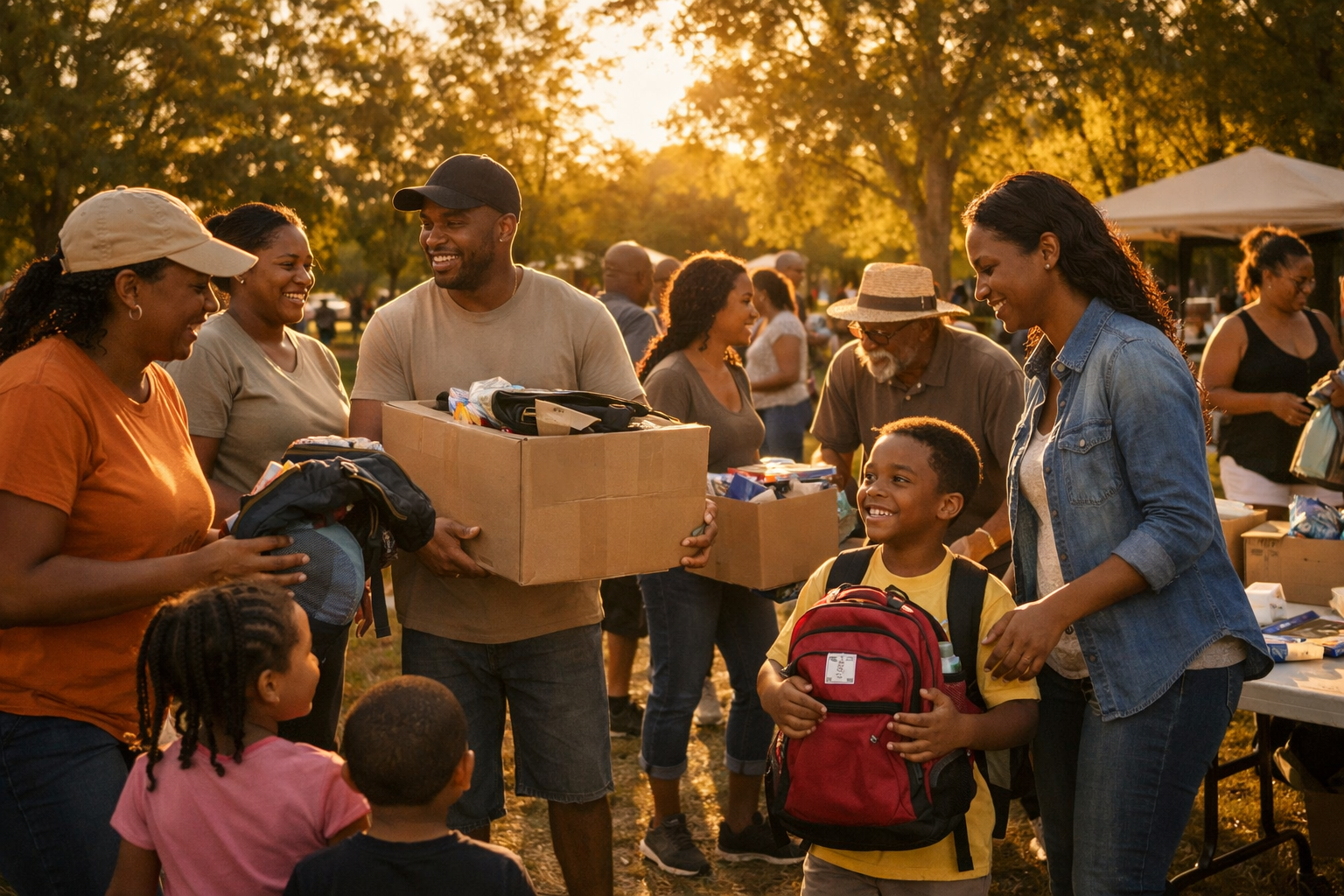 NAAFSRI community volunteers at a school supply event in Georgia